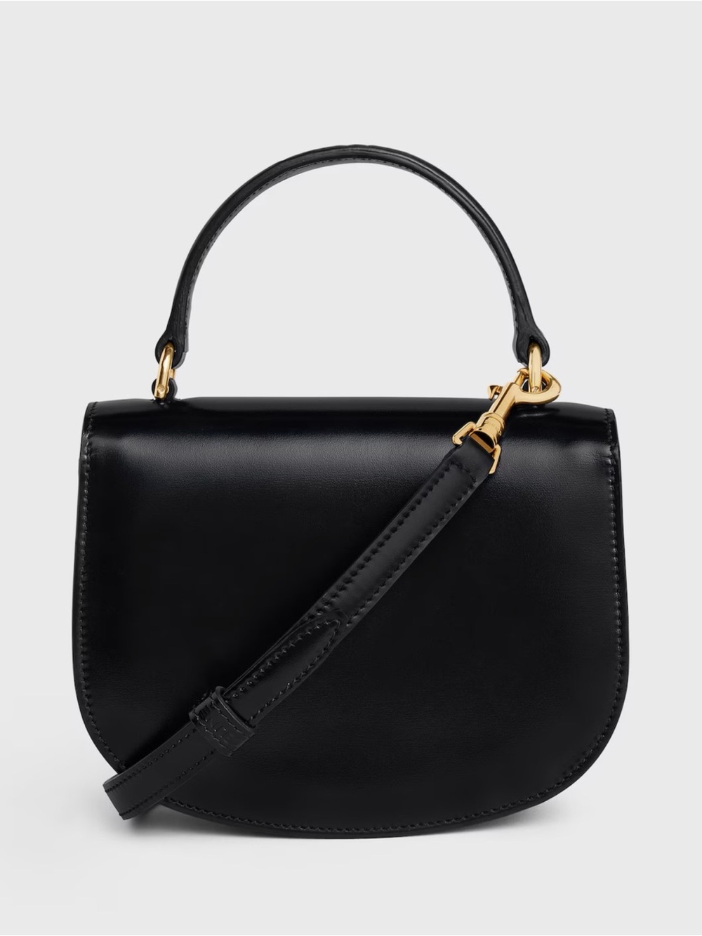 CELINE Mini Besace Clea Shoulder Bag in Black Shiny Calfskin w/Gold Finishing - Picture 3 of 6